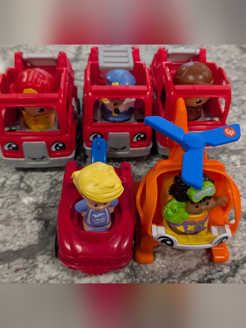 Fisher-Price Little People Rescue Fleet - 5 Vehicler W/ Helicopter & 5 Figures